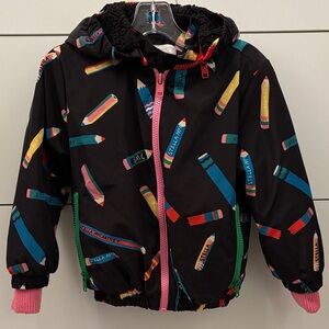 Stella McCartney Kids puffer Jacket colorful pencils pattern- fleece lining - 3T